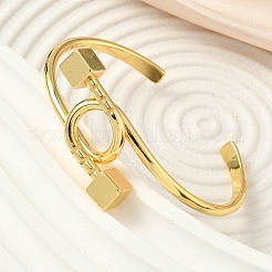 女性のための真鍮製のカフバングル  ラックめっき  長持ちメッキ  鉛フリー＆カドミウムフリー  18KGP本金メッキ  内径：1-3/4x2-1/4インチ（4.5x5.7cm）&nbsp;BJEW-F513-07G