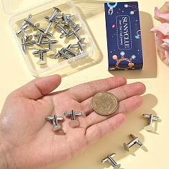 真鍮製カフスボタン20個  アパレルアクセサリのカフスボタンパーツ  プラチナ  16x10mm&nbsp;KK-SC0006-43