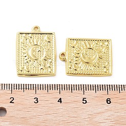 304ステンレスペンダント  18KGP本金メッキ  太陽と長方形  22.5x17x2mm  穴：1.4mm&nbsp;STAS-F304-01G-05