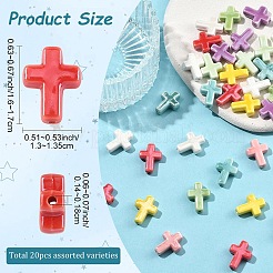 手作り磁器ビーズ20個  光沢釉の磁器  クロス  ミックスカラー  16~17x13~13.5x5~5.5mm  穴：1.4~1.8mm&nbsp;PORC-YW0001-60