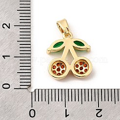 真鍮製マイクロパヴェキュービックジルコニアペンダント  チェリー  ライトゴールド  15x13.5x3.5mm  穴：2.5x4.5mm&nbsp;KK-D408-07KCG