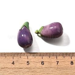 手作りの陶器ビーズ  手描きの陶器ビーズ  茄子  パープル  19~20x10~11mm  穴：1.6~1.8mm&nbsp;PORC-S002-11A