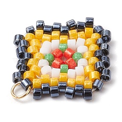 シードビーズ ビーズチャーム  304ステンレススチール製ジャンプリング付き  菱形ペンダント  ゴールド  23.5x21.5x2mm  穴：2.5mm&nbsp;PALLOY-MZ00324-05