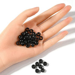 レジンヨーロピアンビーズ  大きな穴バレルビーズ  ブラック  8x5~6mm  穴：4mm&nbsp;RESI-YW0001-34A