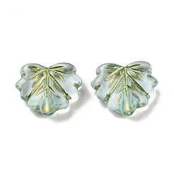 メッキクリアアクリルビーズ  ゴールドライン入り  葉  ライトブルー  10.5x13x4.5mm  穴：1.8mm  約1180個/500g&nbsp;OACR-B013-15B