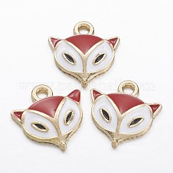 合金エナメルチャーム  キツネ  ゴールドカラー  ミックスカラー  13x13x2mm  穴：1.5mm&nbsp;X-PALLOY-P118-28