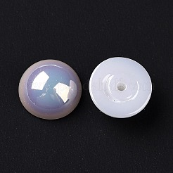 ABSプラスチックパール調ビーズ  ABカラーメッキ  半円  ホワイト  10x4.5mm  穴：1.4mm&nbsp;FIND-A013-11C