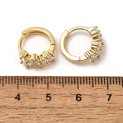 真鍮製フープピアス  クリアキュービックジルコニア  18KGP本金メッキ  長方形  12.5x6.5x14.5mm&nbsp;EJEW-S256-03B-G