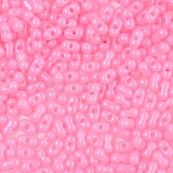 焼付塗装ガラスシードビーズ  ピーナッツ  ショッキングピンク  6x3.5x3mm  穴：1mm  約4500個/ポンド&nbsp;SEED-L011-09A-27