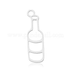 変色しない201ステンレススチールペンダント  ボトル  ステンレス鋼色  19x6x1mm  穴：1.6mm&nbsp;STAS-N090-LA882-1