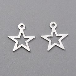 真鍮製チャーム  中空スター  ミックスカラー  10.5x9.5x0.3mm  穴：1mm&nbsp;KK-O131-12