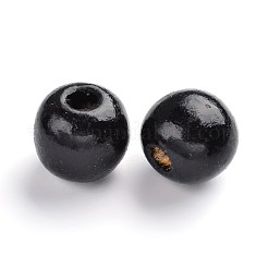染色天然木ビーズ  ラウンド  子供の日の贈り物に最適  無鉛の  ブラック  約14 mm幅  高さ約13mm  穴：4mm  約1200個/1000g&nbsp;TB095Y-10