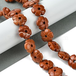 天然石レッドジャスパービーズ連売り  花  14x14x5.5mm  穴：1.2mm  約29個/連  14.80''（37.6センチメートル）&nbsp;G-H023-B04-01