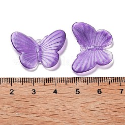 透明なアクリルパーツ  グリッターと  蝶  紫色のメディア  20x26x3mm  穴：1.4mm&nbsp;OACR-H116-07C