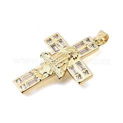 真鍮マイクロパヴェクリアキュービックジルコニアペンダント  virgen de juquila チャーム付きクロス  ラックめっき  長持ちメッキ  カドミウムフリー＆鉛フリー  18KGP本金メッキ  35.5x22.5x4mm  穴：4x3.5mm&nbsp;CU-CBAE7DF-01G