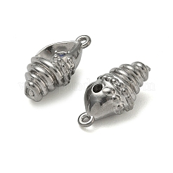 304ステンレスペンダント  コンクチャーム  ラインストーン付き  ステンレス鋼色  18x10x8.5mm  穴：1.2mm&nbsp;STAS-F328-04P