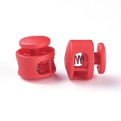 プラスチック製のスプリングコードロック  鉄パーツ  プラチナ  レッド  17x17x16mm  穴：4x6.5mm&nbsp;FIND-WH0039-01A
