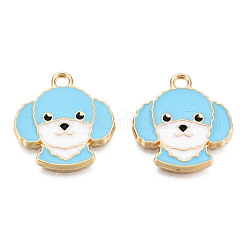 合金エナメルチャーム  ライトゴールド  犬  ディープスカイブルー  18x17x1.5mm  穴：2mm&nbsp;ENAM-S119-003B