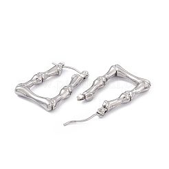 変色しない304ステンレススチール製竹製台形フープピアス（女性用）  ステンレス鋼色  25x17.5x3.8mm  ピン：0.7mm&nbsp;EJEW-B018-06P