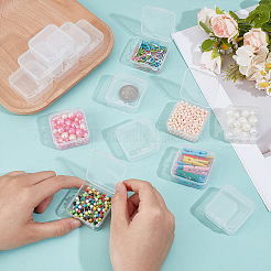 ヒンジ付き蓋付きプラスチックボックス70個  ビーズ保存容器  正方形  透明  4.5x4.5x2cm  内径：4.1x4.1のCM&nbsp;CON-BC0007-65