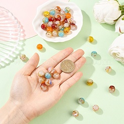 20個5色手作りランプワークビーズ  花の丸  ツートン  ミックスカラー  12x12~12.5mm  穴：1.2~1.6mm  4個/カラー&nbsp;LAMP-YW0004-28
