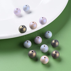 スプレープリントアクリルビーズ  ラウンド  ミックスカラー  10x9.5mm  穴：1.6mm  約870個/500g&nbsp;MACR-S373-43J