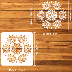 ペット中空アウト図面絵画ステンシル  DIYスクラップブック用  フォトアルバム  花  30x30cm&nbsp;DIY-WH0391-0782