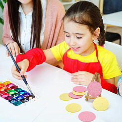20色のフォームテクスチャペイント用紙2枚  DIYアート、子供向けクラフト用品、フォームマジックペイント用紙  フラットラウンド  61x1.6mm  10個/カラー&nbsp;DIY-BC00016-31A