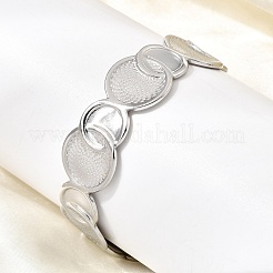 女性用304ステンレススチールカフバングル  インターロックリング  ステンレス鋼色  内径：2.32インチ（5.9cm）&nbsp;BJEW-T030-01P