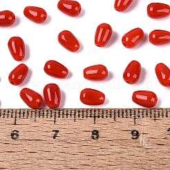 不透明なガラスビーズ  ティアドロップ  ファイヤーブリック  6x4x4mm  穴：1mm  約6666個/1000g&nbsp;GLAA-Q113-01A-C01