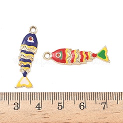合金エナメルチャーム  魚  ゴールドカラー  ミックスカラー  32x8x3mm  穴：2.2mm&nbsp;PALLOY-P313-07G
