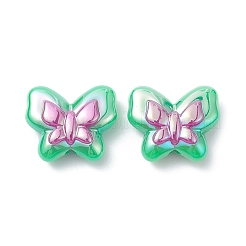 UVメッキアクリルビーズ  虹色の  蝶  ミックスカラー  18.5x21.5x8mm  穴：2.8mm&nbsp;PACR-R249-06