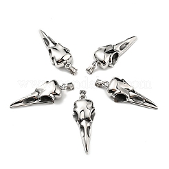 304ステンレススチール製ビッグペンダント  鳥の頭蓋骨  アンティークシルバー  56x21.5x14.5mm  穴：9x4.5mm&nbsp;STAS-H365-16