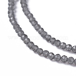 ガラスビーズ連売り  多面カット  ラウンド  グレー  1.5~2x2mm  穴：0.2mm  約178~186個/連  14.5~15.5インチ（36~39cm）&nbsp;G-F596-47M-2mm