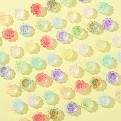 100個の透明スプレー塗装ガラスビーズ  ヒマワリ  ミックスカラー  15x10mm  穴：1.2mm&nbsp;GLAA-CJ0002-26