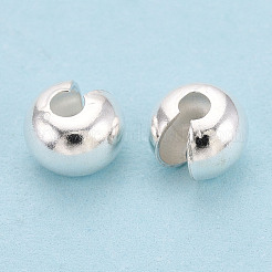 スターリングシルバーのクリンプビーズカバー925個。  銀  5.5x4mm  穴：1.6mm&nbsp;STER-T008-37S-01
