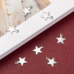 変色しにくい304ステンレススチールチャーム  スター  ステンレス鋼色  10x8.5x1mm  穴：1.4mm&nbsp;STAS-G190-27P-B