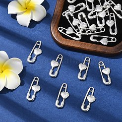 チベット風アロイペンダント20個  カドミウムフリー＆鉛フリー  ハートを持つ楕円形  アンティークシルバー  30.5x12x3mm  穴：3mm&nbsp;FIND-YW0007-98