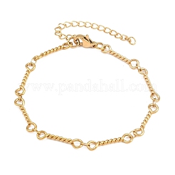 304ステンレススチール製ツイストロープリンクチェーンブレスレット（女性用）  イオンプレーティング（ip）  長持ちメッキ  ゴールドカラー  6.57インチ（16.7cm）&nbsp;BJEW-A160-09G