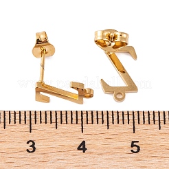 イオンプレーティング（IP）304ステンレススチールスタッドピアス  女性のための  文字Z  11.5x8mm  穴：1mm  ピン：0.7mm&nbsp;FIND-Q103-01Z-G