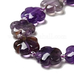 天然石アメジストビーズ連売り  5  - 花びらの花  15x15x6mm  穴：1.2mm  約27個/連  17.32インチ（44cm）&nbsp;G-D475-02K