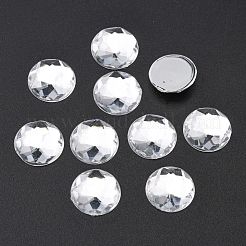 アクリルラインストーンフラットバックカボション  多面カット  半円  ホワイト  直径約12mm  厚さ4mm&nbsp;X-PGO-12mm38