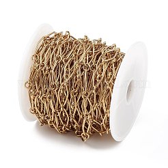 304ステンレススチール菱形＆リングリンクチェーン  溶接されていない  スプールで  ゴールドカラー  15x6.5x1mm  5x1mm  約32.81フィート（10m）/ロール&nbsp;CHS-C006-23G