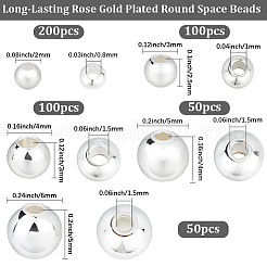 500個 5スタイル ラックメッキ真鍮ビーズ  長持ちメッキ  ラウンド  銀  2~6mm  穴：0.8~1.5mm&nbsp;KK-BBC0023-24S