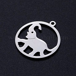 変色しない201ステンレススチールペンダント  象の輪  ステンレス鋼色  22.5x20x1mm  穴：1.5mm&nbsp;STAS-S105-JN373-1