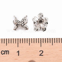 チベット風両面フラワービーズキャップ  アンティークシルバー  6x7x5mm  穴：1mm&nbsp;PALLOY-O042-02