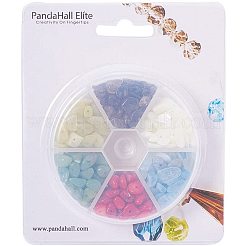 ナチュラルレモンジェイド＆アクアマリン＆グリーンアベンチュリン＆ホワイトシェル＆ナチュラルレッドジャスパーチップビーズ  タンブルストーン  穴なし/ドリルなし  5~8x5~8mm  穴：1mm&nbsp;G-PH0033-02