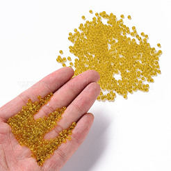ガラスシードビーズ  トランスペアレント  ラウンド  きいろ  8/0  3mm  穴：1mm  約666粒/30g&nbsp;X2-SEED-A004-3mm-10