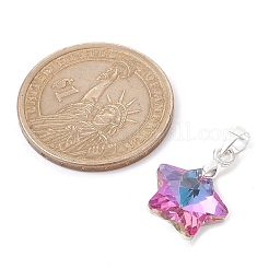 ミックスカラーのガラスペンダント  シルバーの鉄のループ付き  スターのチャーム  19x13.5x6mm  穴：4x4mm&nbsp;PALLOY-JF02423-02