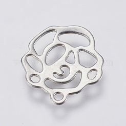 変色しにくい304ステンレススチールチャーム  切り取る  中空の花  ステンレス鋼色  13x12x0.5mm  穴：1mm&nbsp;STAS-F139-016P
